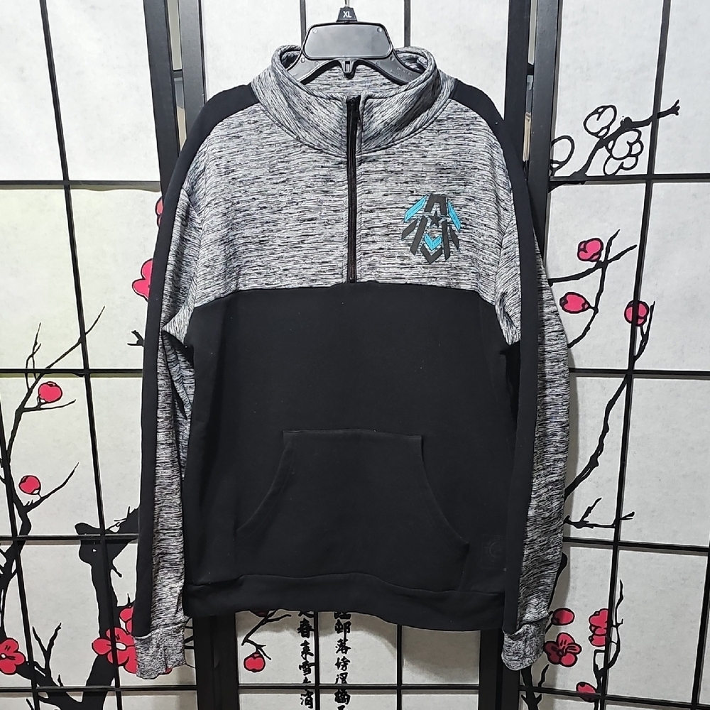 American Fighter Gray and Black Pullover Quarter Zip Sweater Size Large
